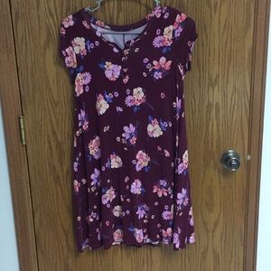 Maroon and pink floral dress